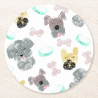 Hundeparty-Kritzeleien Rosa Blau