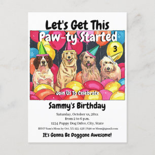 Hundeparty Lass uns diese Pfoten-Party starten Geb Postkarte