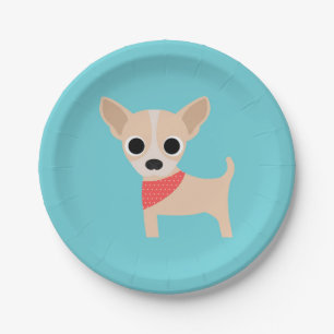 Hundeparty Türkis Chihuahua Abendessen Pappteller