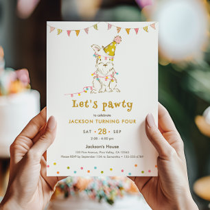 Hundeparty zum 4. Geburtstag eines Kindes mit Hund Einladung