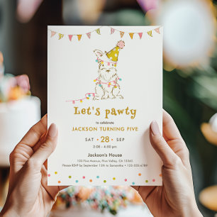 Hundeparty zum 5. Geburtstag eines Kindes mit Hund Einladung