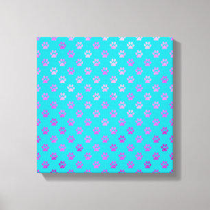 Hundepaw drucken Lila rosa Aqua Aquamarines Blau Leinwanddruck