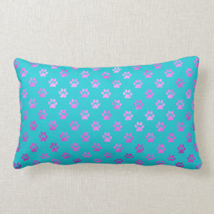 Hundepaw drucken Lila rosa Aqua Aquamarines Blau Lendenkissen