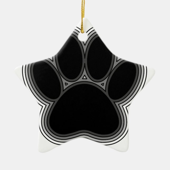 Hundepaw mit Konturen Keramikornament (Vorne)