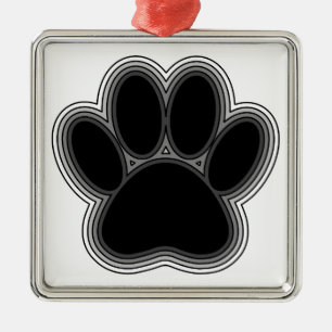Hundepaw mit Konturen Silbernes Ornament