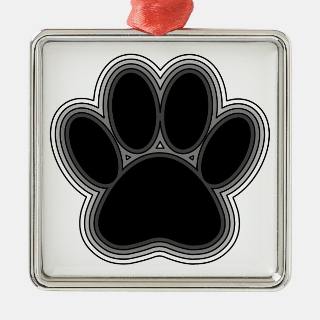 Hundepaw mit Konturen Silbernes Ornament (Vorne)