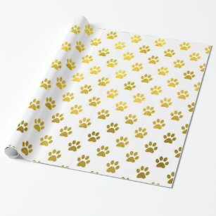 Hundepaw Print Gold Weiße metallische Imitate Foss Geschenkpapier