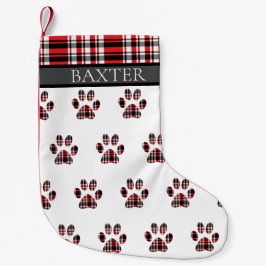 Hundepaw Print Red Tartan Kariert Custom Kleiner Weihnachtsstrumpf