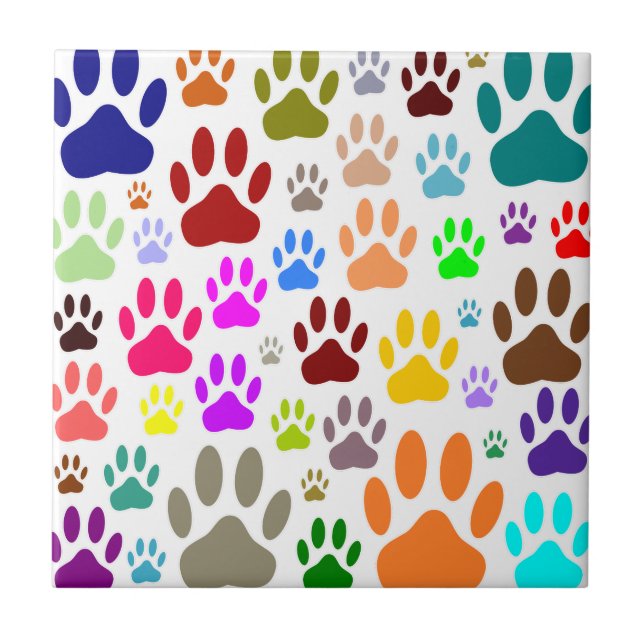 Hundepaw-Prints überall Fliese (Vorderseite)