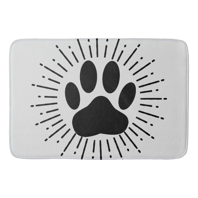Hundepawprint und Vintager Sonnenstrahl Badematte (Vorderseite)