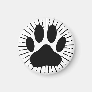 Hundepawprint und Vintager Sonnenstrahl Magnet