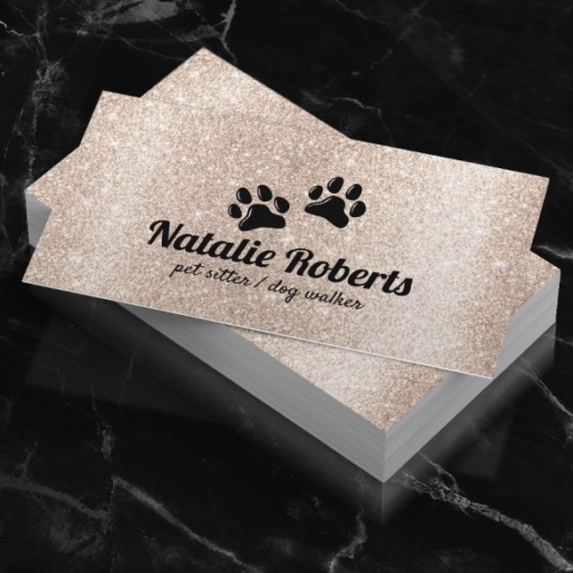 Hundepaws-Logo Moderner Gold-Glitzer Visitenkarte (Von Creator hochgeladen)