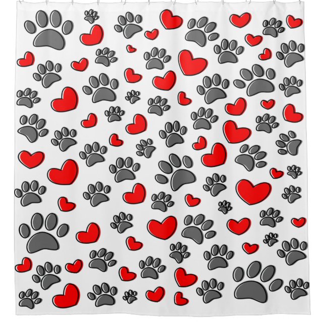 Hundepaws und Herzstücke Duschvorhang (Vorderseite)