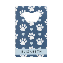 Hundepaws, weiße Paws, blaue Herzen, Ihr Name Geldbeutel Flaschenöffner