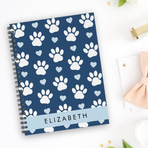 Hundepaws, weiße Paws, blaue Herzen, Ihr Name Planer