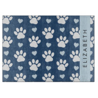 Hundepaws, weiße Paws, blaue Herzen, Ihr Name