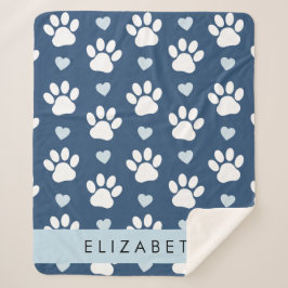 Hundepaws, weiße Paws, blaue Herzen, Ihr Name Sherpadecke