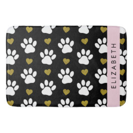 Hundepaws, weiße Paws, goldene Herzen, Ihr Name Badematte