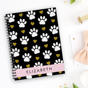 Hundepaws, weiße Paws, goldene Herzen, Ihr Name Planer