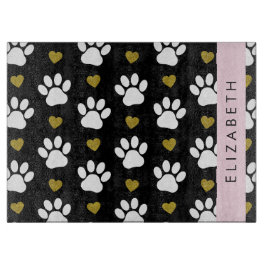 Hundepaws, weiße Paws, goldene Herzen, Ihr Name Schneidebrett