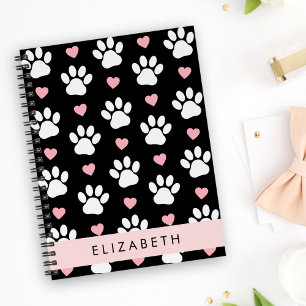 Hundepaws, weiße Paws, rosa Herzen, Ihr Name Planer
