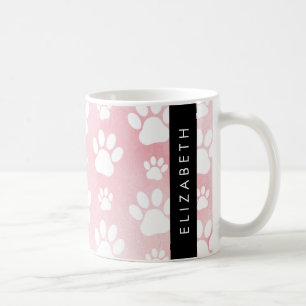 Hundepaws, weiße Paws, rosa Wasserfarben, Ihr Name Kaffeetasse