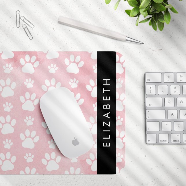 Hundepaws, weiße Paws, rosa Wasserfarben, Ihr Name Mousepad (Von Creator hochgeladen)