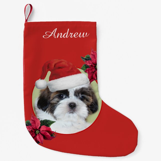 Hundepersonalisierter Strumpf WeihnachtsShih Tzu Kleiner Weihnachtsstrumpf (Vorderseite)