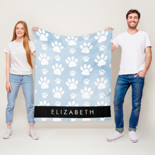 Hundepfähle, weiße Paws, blaue Wasserfarben, Ihr N Fleecedecke