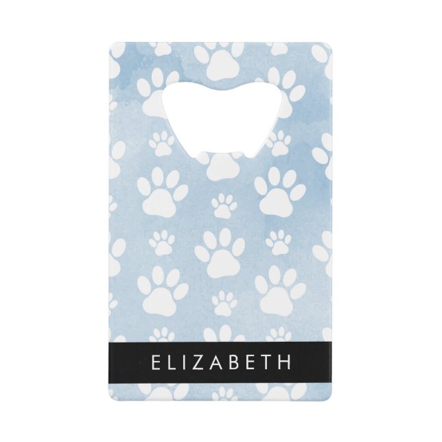 Hundepfähle, weiße Paws, blaue Wasserfarben, Ihr N Geldbeutel Flaschenöffner (Vorderseite)
