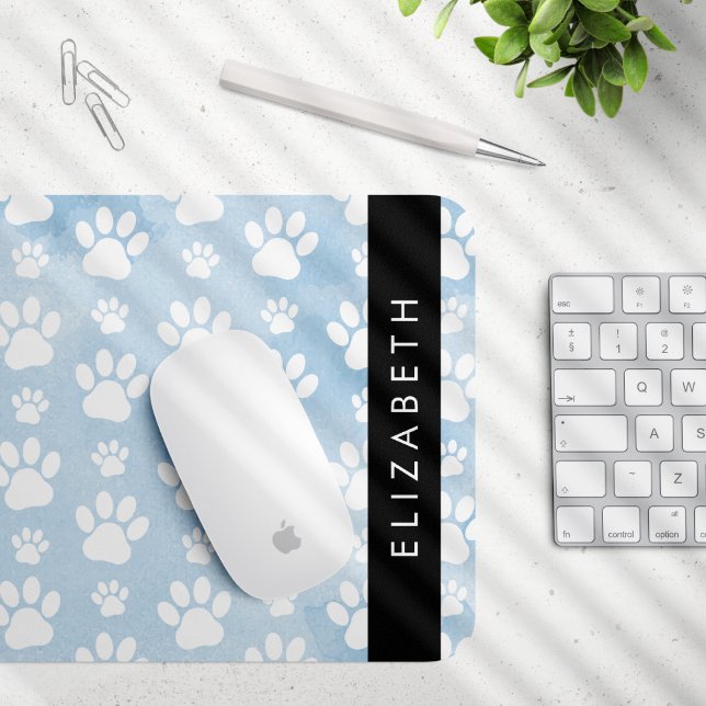 Hundepfähle, weiße Paws, blaue Wasserfarben, Ihr N Mousepad (Von Creator hochgeladen)