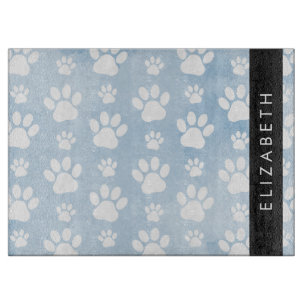 Hundepfähle, weiße Paws, blaue Wasserfarben, Ihr N Schneidebrett