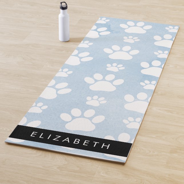 Hundepfähle, weiße Paws, blaue Wasserfarben, Ihr N Yogamatte (Beispiel)