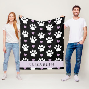Hundepfähle, weiße Pfoten, Lilac-Herzen, Ihr Name Fleecedecke