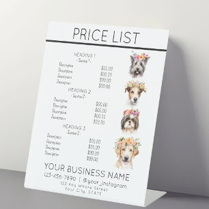 Hundepflege Badezimmer süße Hunde Service Preislis Sockelschild