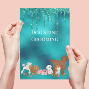 Hundepflege Sitzende Geschäft Glitter Flyer