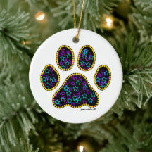 Hundepfote mit Sternen Keramik-Ornament