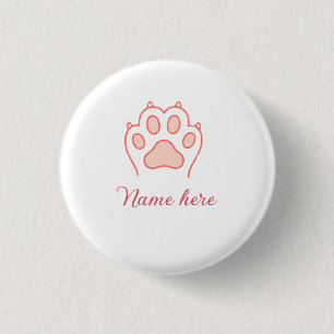 Hundepfote rotes Herz Haustier Name Text Tierpfote Button