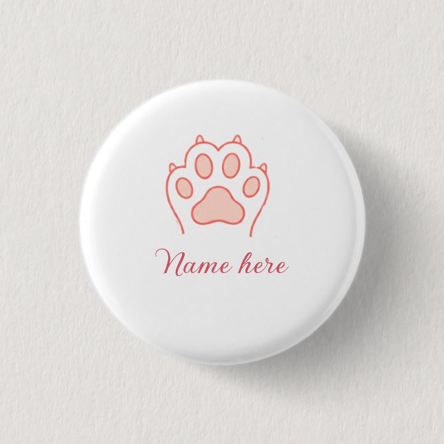 Hundepfote rotes Herz Haustier Name Text Tierpfote Button (Vorderseite)