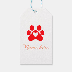 Hundepfote rotes Herz Haustier Name Text Tierpfote Geschenkanhänger