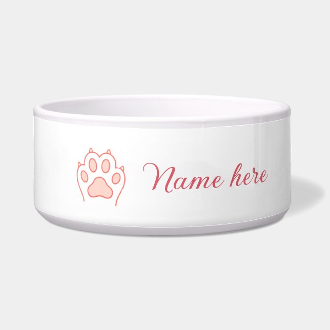 Hundepfote rotes Herz Haustier Name Text Tierpfote Napf (Vorderseite)