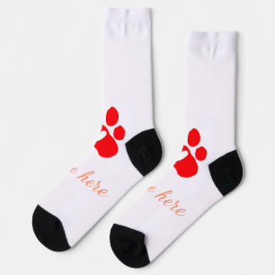 Hundepfote rotes Herz Haustier Name Text Tierpfote Socken