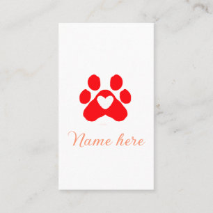 Hundepfote rotes Herz Haustier Name Text Tierpfote Visitenkarte