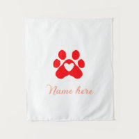 Hundepfote rotes Herz Haustier Name Text Tierpfote