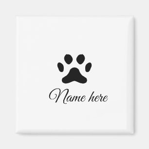Hundepfote schwarz Haustier Name Text Tierpfote Fo Magnet