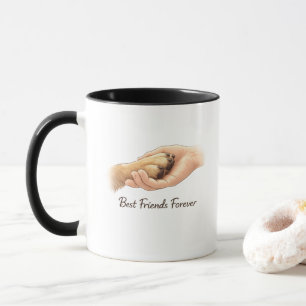 Hundepfote und Hand Tasse – Beste Freunde für imme