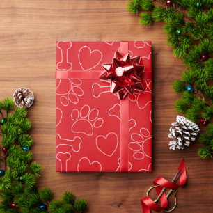 Hundepfoten-Herzen- und Knochenmuster Benutzerdefi Geschenkpapier