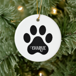 Hundepfoten-Name-Silhouette-Design Keramik Ornament