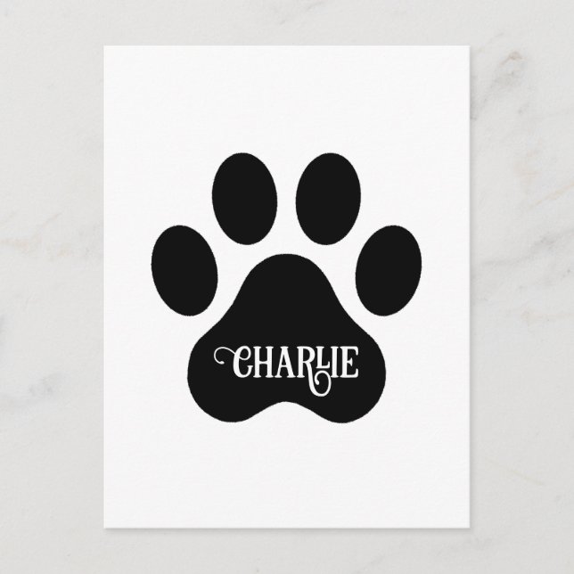 Hundepfoten-Name-Silhouette-Design Postkarte (Vorderseite)