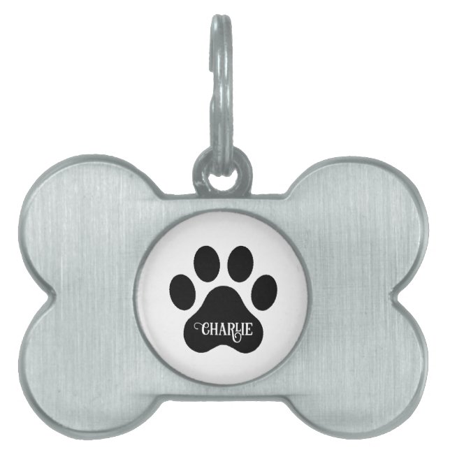 Hundepfoten-Name-Silhouette-Design Tiermarke (Vorderseite)